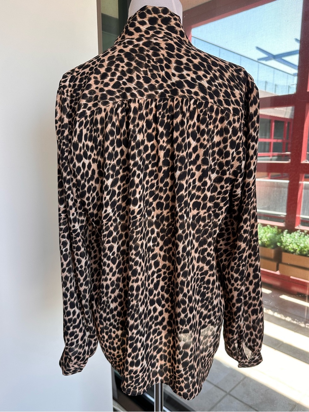 J. Crew Leopard Tie-Neck Blouse - Black & Tan - Picture 3 of 5